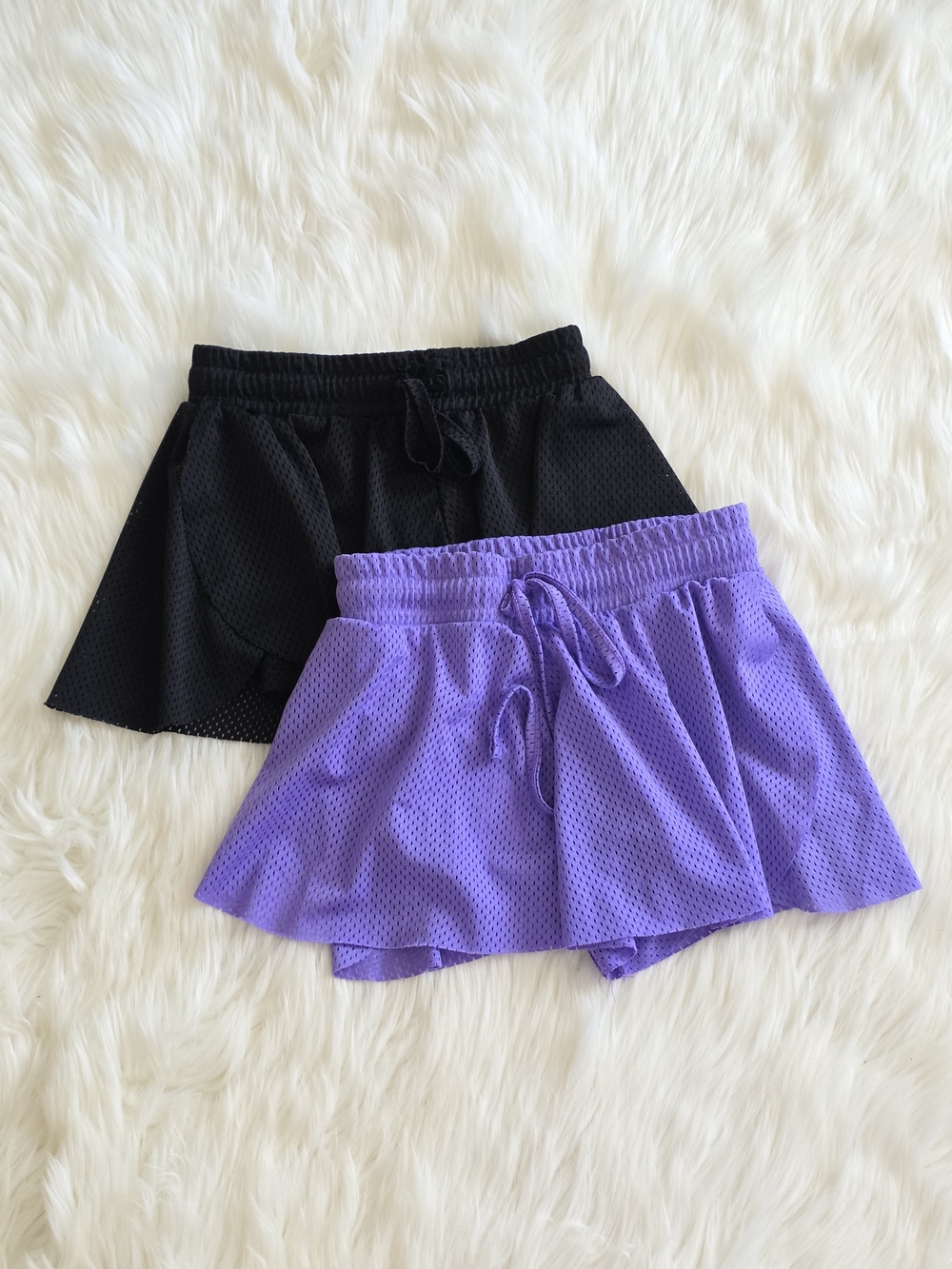 Kids Mesh Skort Shorts - Purple & Black, Size 7